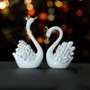 Swan Couple Figurines Love Birds for Home Decor, Romantic Anniversary, Birthday Gift-9cm