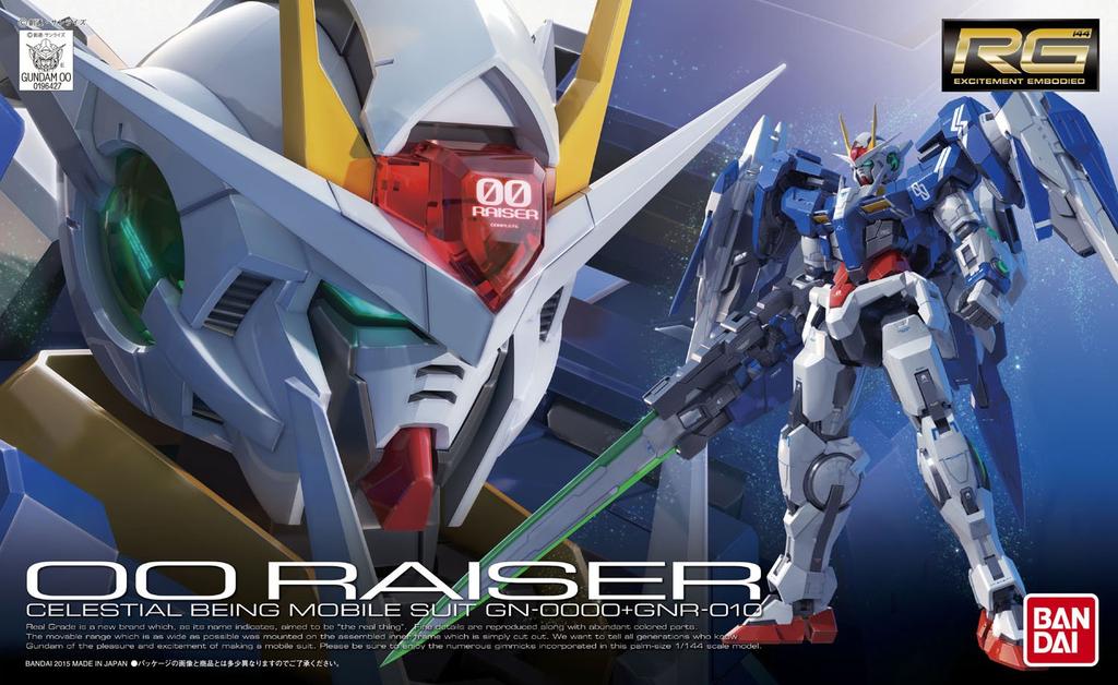 RG Mobile Suit Gundam 00 00 Raiser Scale Plastic Model GN-0000+GNR-010 1/144 Color-coded