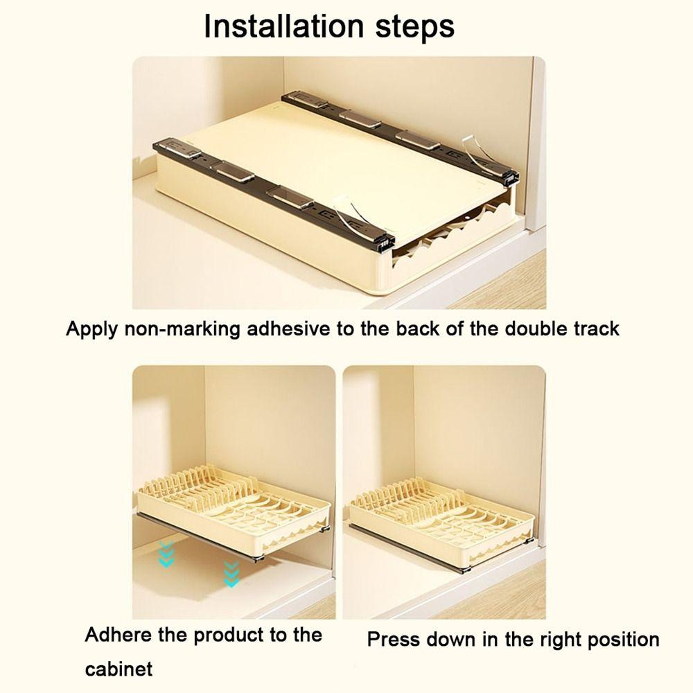Built-In Slide Out Dish Drying Rack Plastic Drawer-type Plate Drain Rack Pull Out Dish Rack Pantry