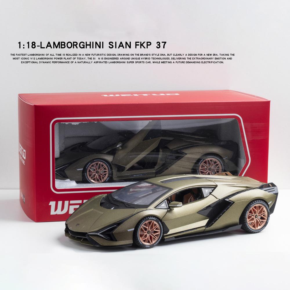 1/18 масштаб Lambo Sian, литая под давлением модель автомобиля, игрушечный автомобиль с откатным механизмом, звуком и светом для детей, взрослых, подарочная коллекция
