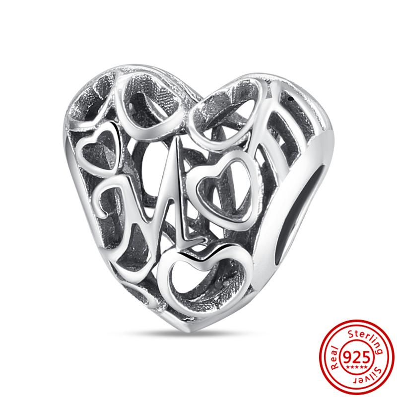 Распродажа 925 пробы серебряные бусины в форме сердца для замков, подвеска, подходит для оригинального браслета с подвесками, ювелирные изделия, подходящие для девушки, жены, подарок