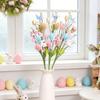 Пасхальные искусственные цветы Пасхальное красочное украшение в виде яйца DIY букет для вечеринки с подвесками в виде кролика и яйца Весеннее украшение для дома, центральный элемент для стола