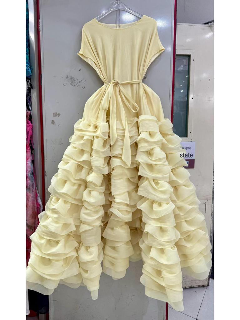 Elegant French Ruffle Waist-Cinching Patchwork Pleated Cake Skirt with Lace-Up Detail