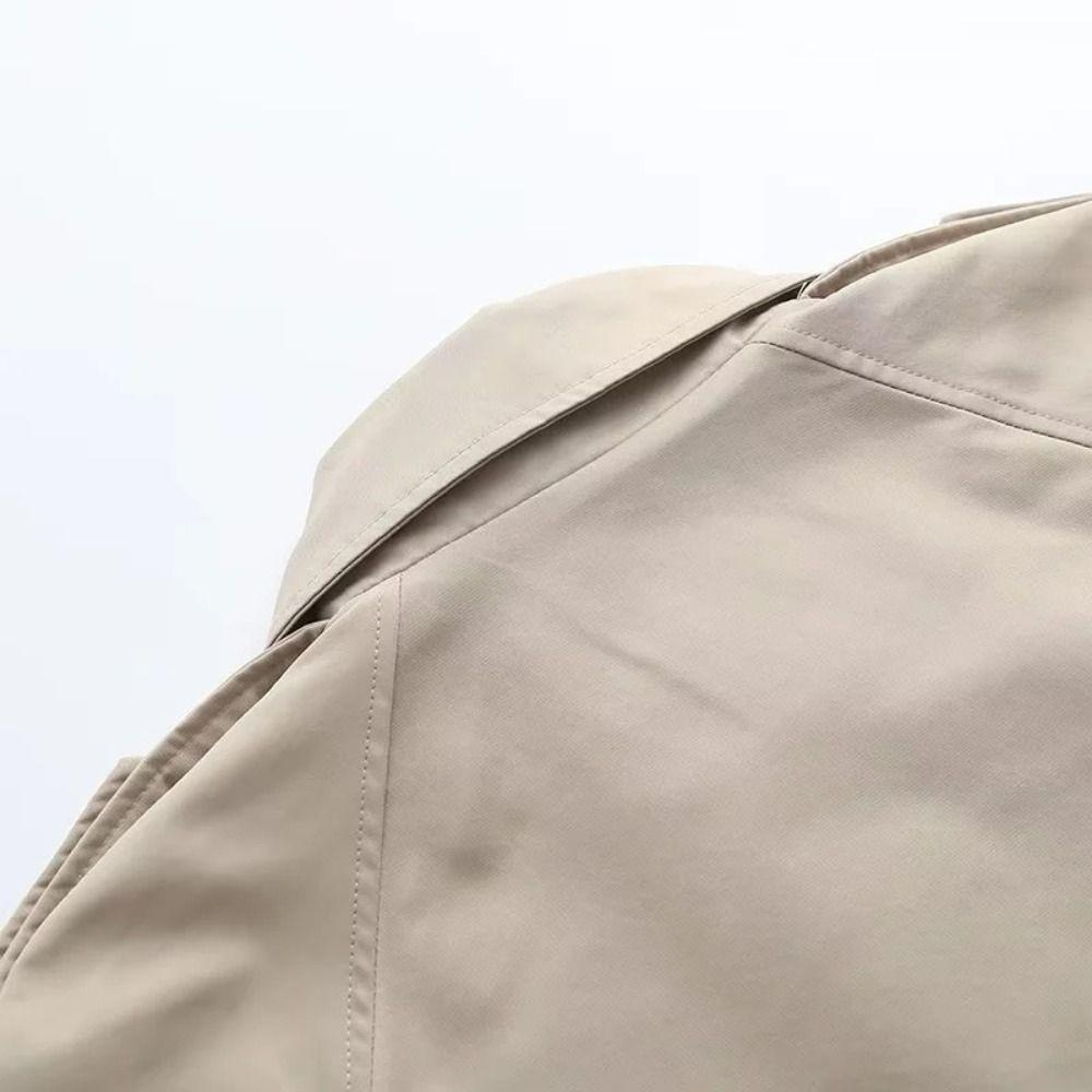 with Belt Cropped Trench Jacket Double Breasted Jackets Women Chic Autumn Winter Coat Holiday