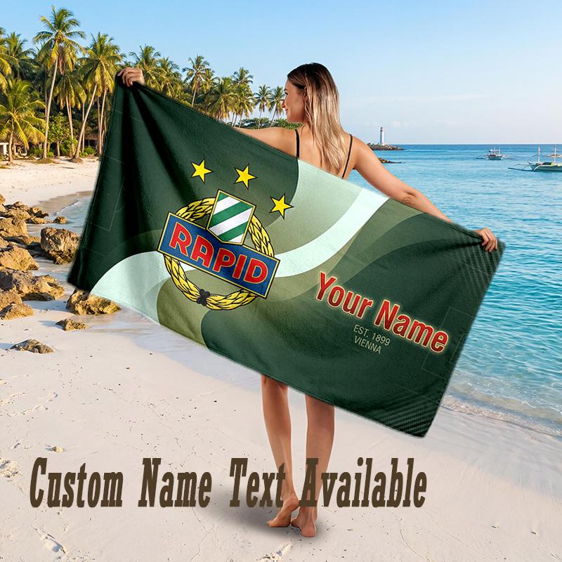 Rapid Wien FC Design Beach Towel Custom Text Large Towel for Beach Vacation