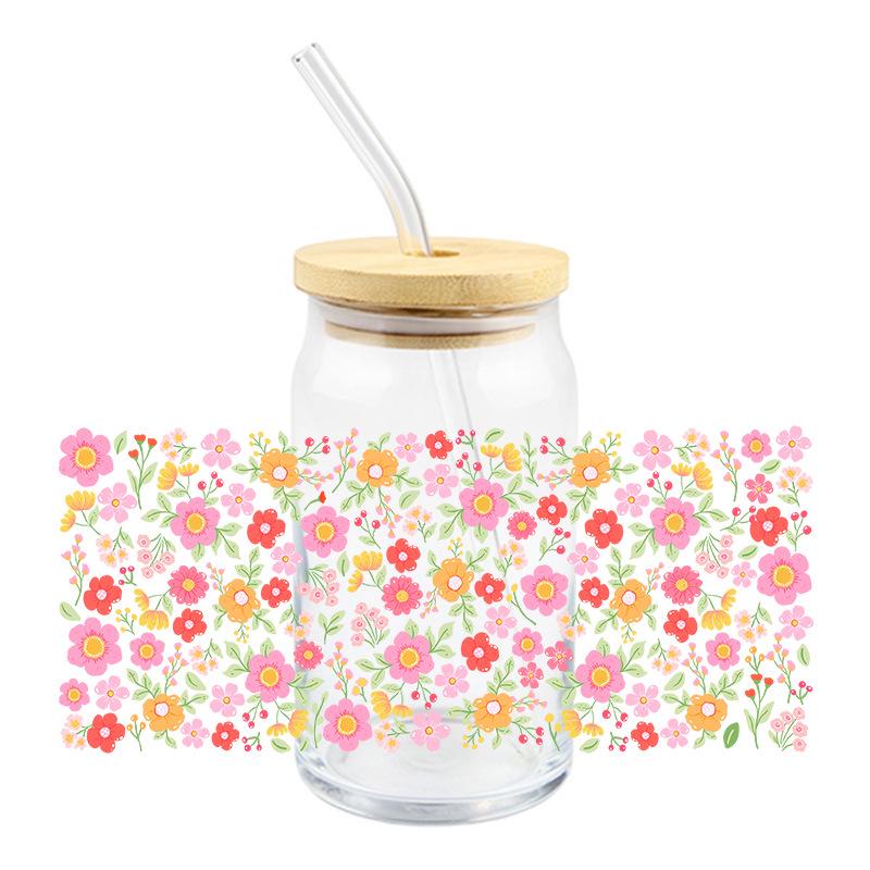 UV DTF Transfer Crystal Stickers: Summer Floral & Fruit Designs for DIY Glass Decor, Waterproof & Heat Resistant