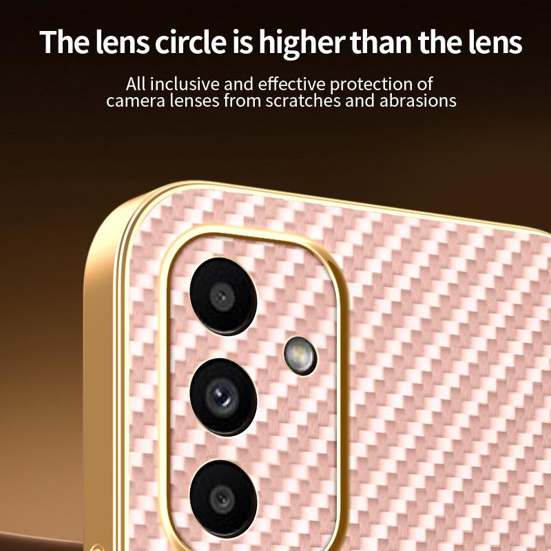 For Samsung Galaxy A15 5G Phone Case Carbon Fiber Textured Electroplated TPU Back Cover