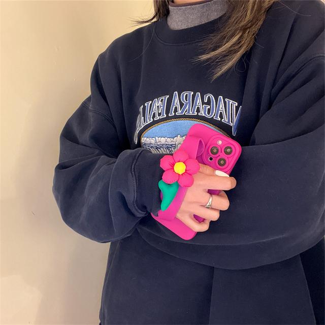 Корейский милый 3d цветок браслет-держатель-подставка для телефона чехол для Iphone 13 12 11 Pro Xs Max X Xr 7 8 Plus Se 3 противоударный мягкий чехол