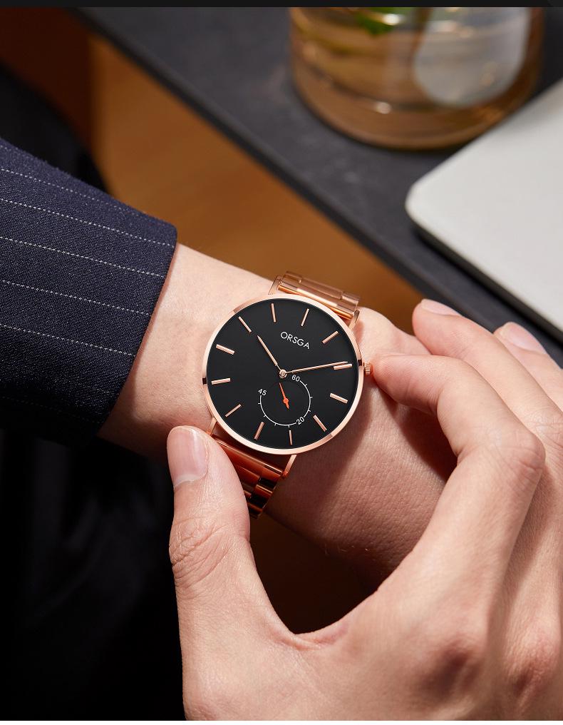 ORSGA Fashion Сверхтонкие Минималистичные Мужские Водонепроницаемые Кварцевые Часы