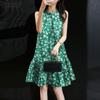Women Summer Round Neck Casual Floral Print Sleeveless Dress