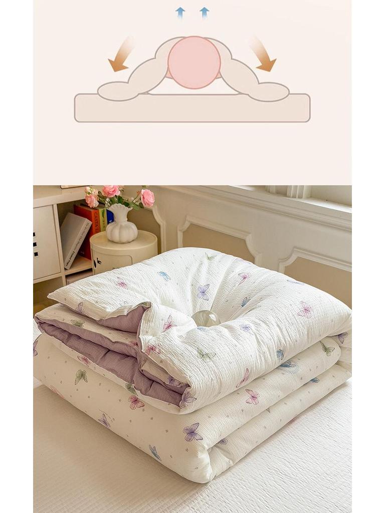 Утолщенное зимнее кружевное одеяло с помпонами – Теплый хлопок для односпального/двуспального общежития, Весна/Осень