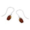 [R3035] - Silver 'Inspiration' Earrings Cognac Amber (rhodium) - 12x5mm
