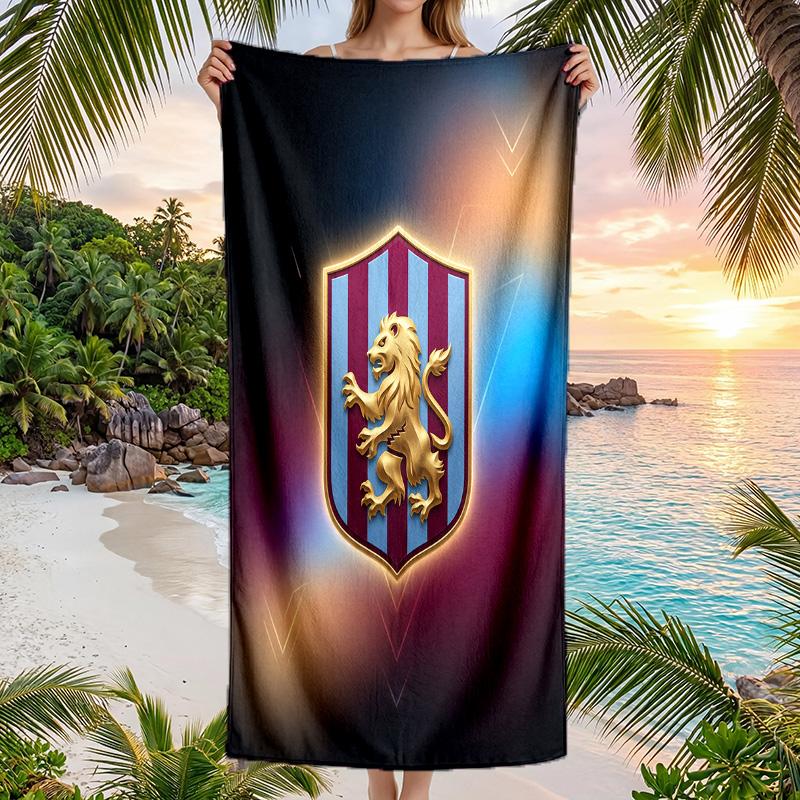 Aston Villa Football Beach Towel Soft Microfiber Summer Towel Quick Dry Absorbent Towel for Beach Swimming Pool Travel