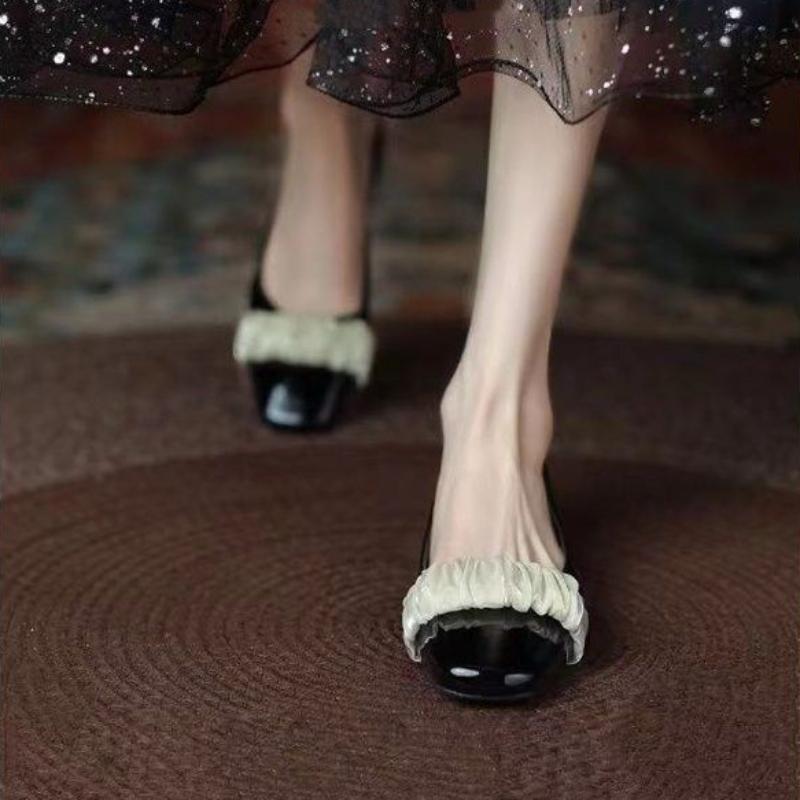 Модная женская летняя обувь на низком каблуке, элегантная, обычная, кожаная, повседневная, черная, для женщин, 2024, квадратный носок, весна, акция, стильная