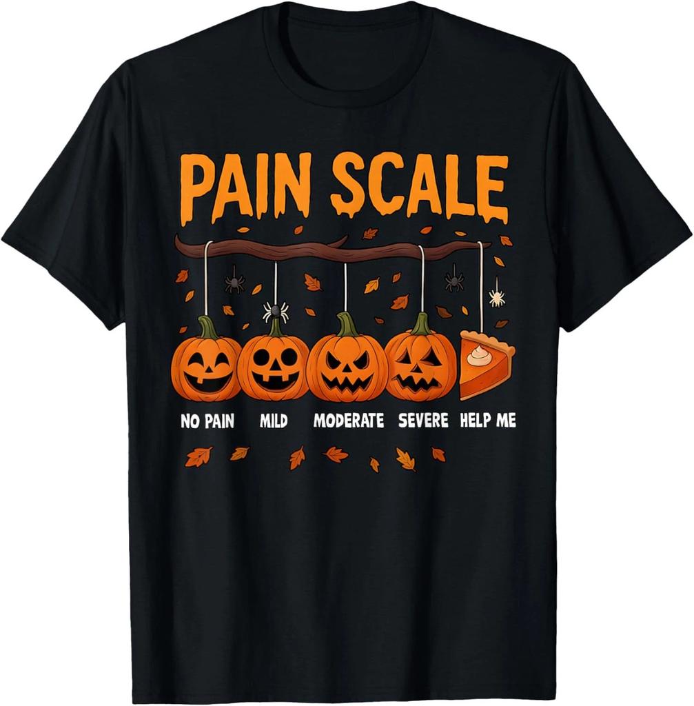 Halloween Nurse T-Shirt Funny Pumpkin Pain Scale Trauma RN Medical Graphic Tee