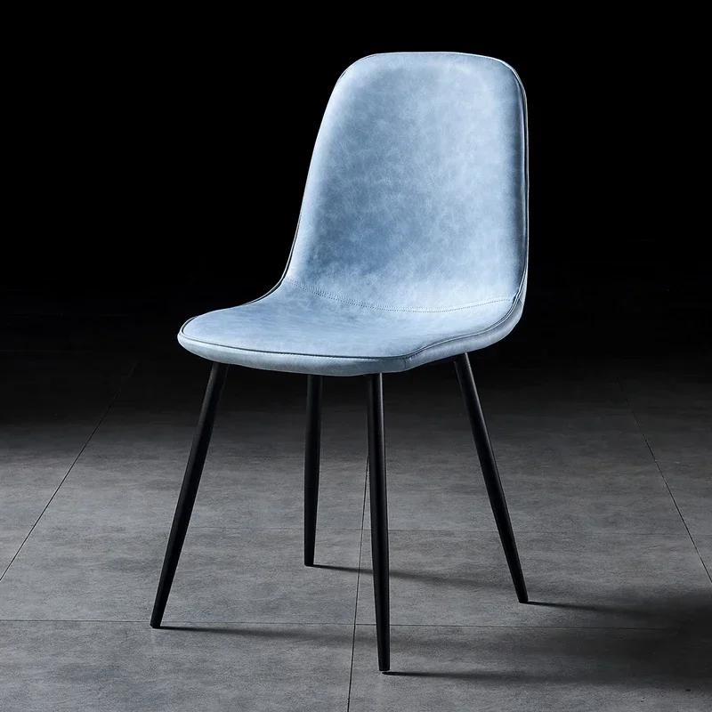 Обеденные стулья из искусственной кожи Металлические ножки Кухонные сиденья Чарлтон Коричневый Обитые боковые стулья Элегантное расположение комнаты