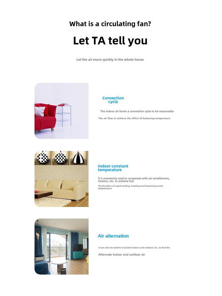 Silent Air Circulation Fan for Home, Dorm, and Floor Use