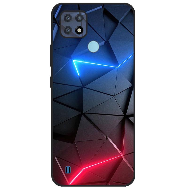 Чехол для OPPO Realme C21Y Серия COOL Черный Мягкая Силиконовая Крышка для Чехлов Телефонов Realme C21 C25 C25s Защитный Чехол Realmi C 21 Y Capa
