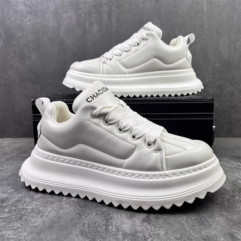 Fashion Men's Classic Leather Platform Shoes Fashion Brand Wear-resistant Platform Casual Sneakers Youth Male Flat Board Shoes Masculino