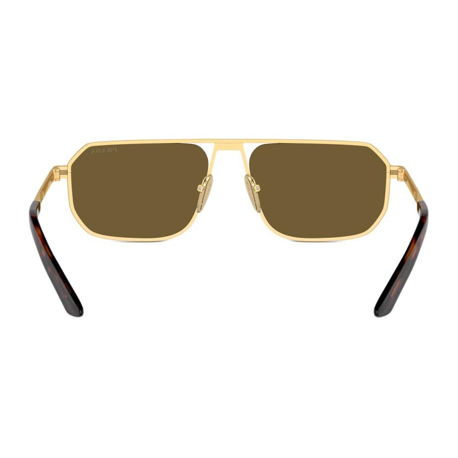 Prada Logo Print Rectangular Sunglasses Men sunglasses Gold PRA53S1BK01T