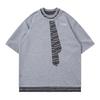 Men's Casual Short Sleeve Color Block Crew Neck T-Shirt with Embroidered Tie Design