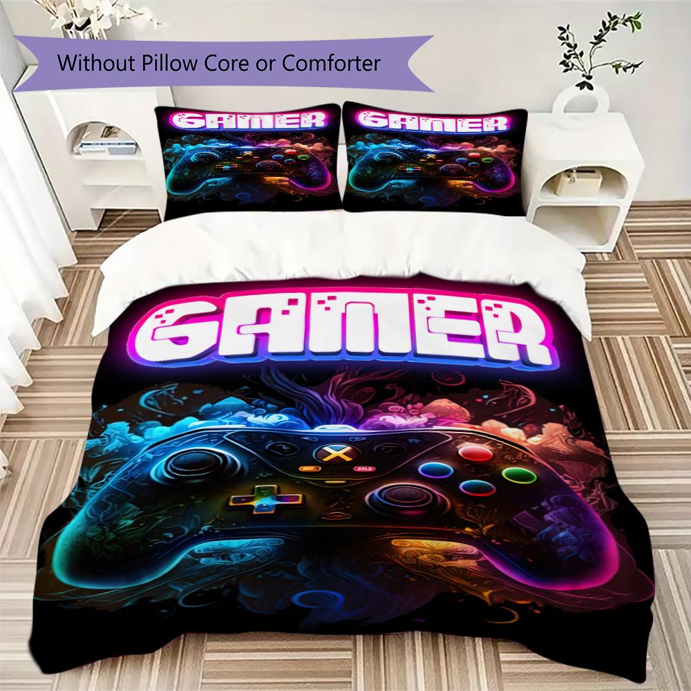 1PC Game Theme Bedding Quilt Set Quilt Cover Pillowcase Home Decoration Birthday Gift (1 * duvet cover + 2 * pillowcase, without core)A5