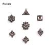 7 Pcs Silver Red Skull Head Metal Dice Hollow Metal Polyhedral Dice Set Suitable for Role-Playing RPG  Board Game Card Game