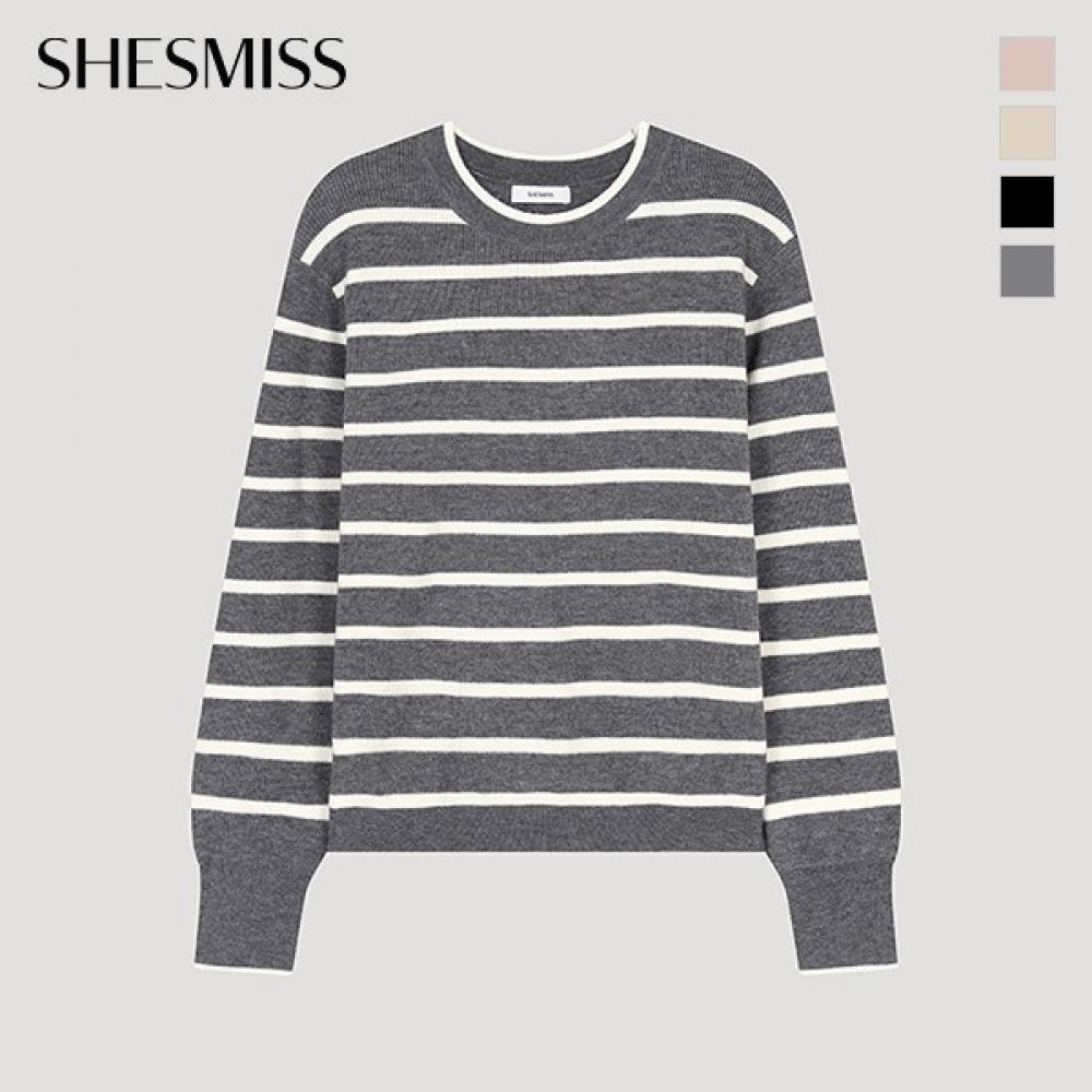  Shs Miss  Wool Stripe Round Neck Knit Sskpoo42050
