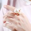 European & American Trendy Pearl Adjustable Finger Ring - Creative & Fashionable Jewelry