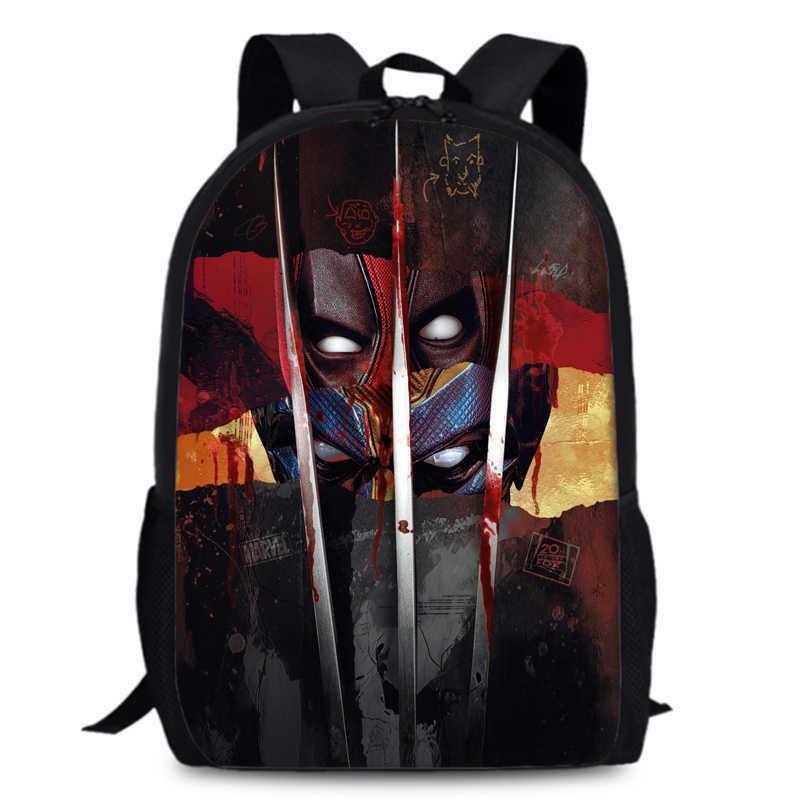 Deadpool Wolverine Backpack 15 Inch Anime Cartoon Schoolbag Lightweight