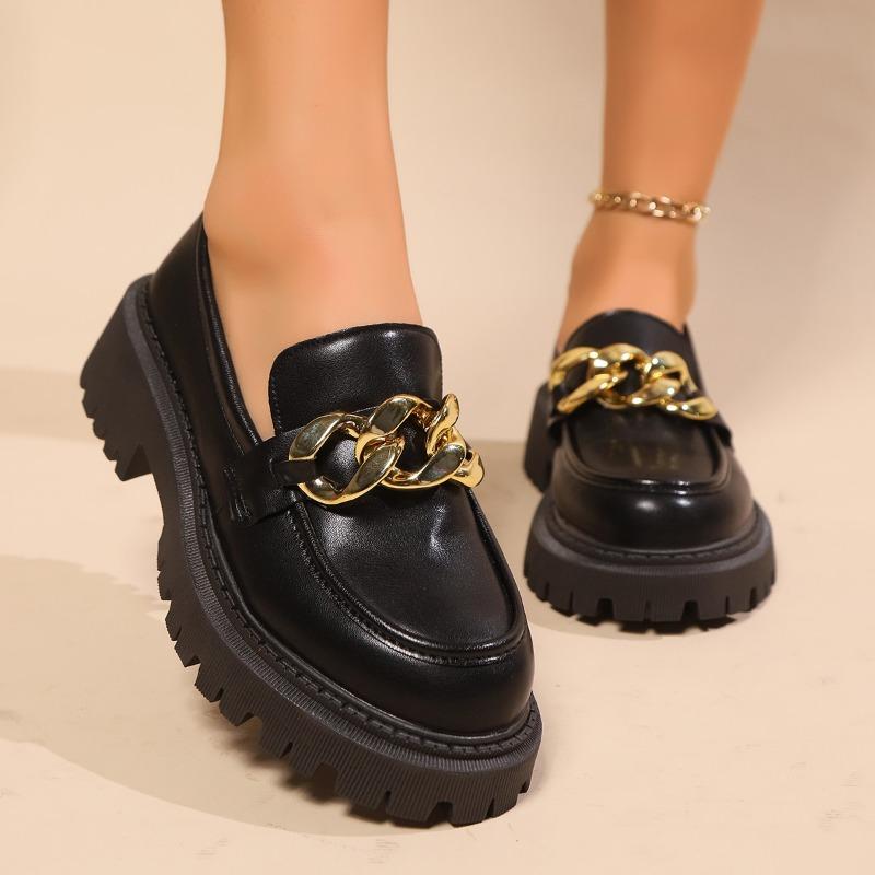Женская обувь больших размеров, новая женская обувь весна-осень, круглый носок, толстая подошва, повседневные туфли-лодочки для женщин
