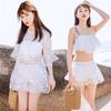 Korean Style Lace Three-Piece Swimsuit Set for Women - Skirt-Style with Slim Fit