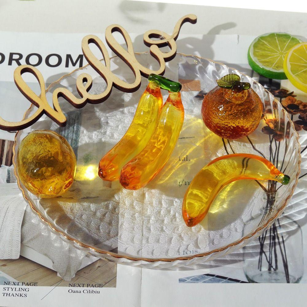 Cute Crystal Fruit Figurine Cartoon Desktop Fruit Ornaments Simulation Banana Ornaments  Kitchen