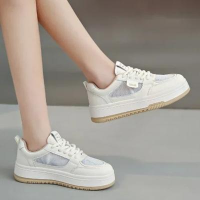 2024 новые женские спортивные туфли модные сетчатые дышащие осенние туфли Ins Style на толстой подошве белые туфли повседневные туфли на шнуровке для студентов 35-40
