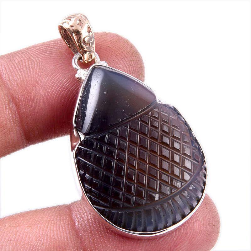 Natural Montana Agate Gemstone 925 Solid Sterling Silver Gift Pendant 1.75" y7F09