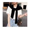 Core Yarn Knitted Shawl Female Spring and Autumn with Shoulder Color with Shoulder Thin Cardigan Summer Knot False Collar Scarf