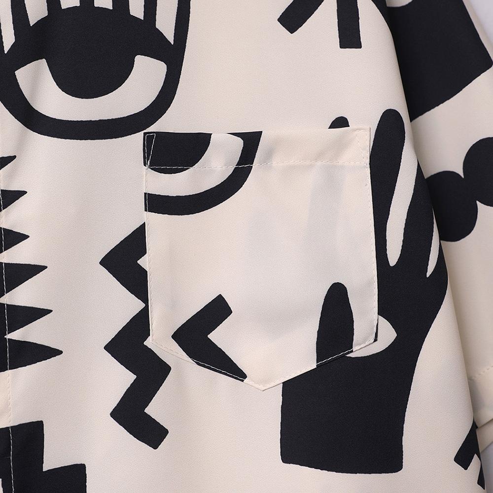 Свободные рубашки в стиле ретро с пиктограммой и полным принтом, рубашки с короткими рукавами, летние мужские свободные рубашки, повседневная уличная одежда для мужчин