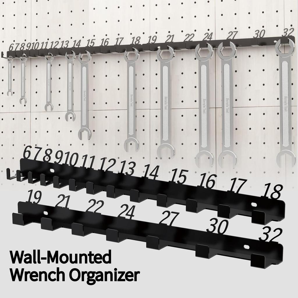 Металлический настенный органайзер для гаечных ключей, прочный держатель для механических торцевых головок и инструментов для гаража, сарая, рабочего фургона, садового магазина