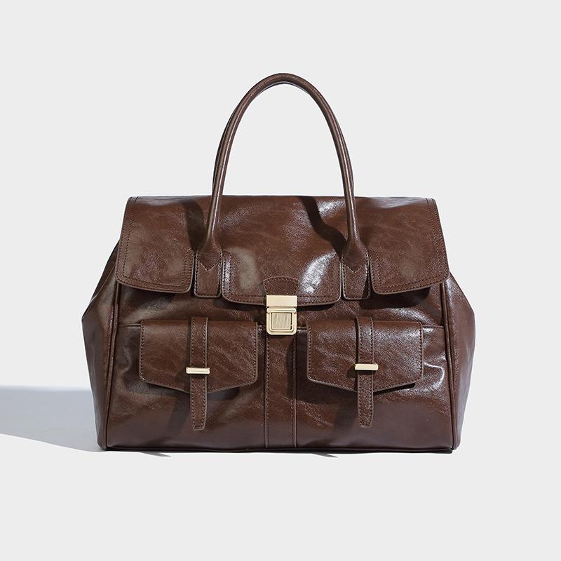 Retro High-Value Large-Capacity Tote Bag Casual Versatile Handheld Briefcase Niche Design Commuter Shoulder Bag