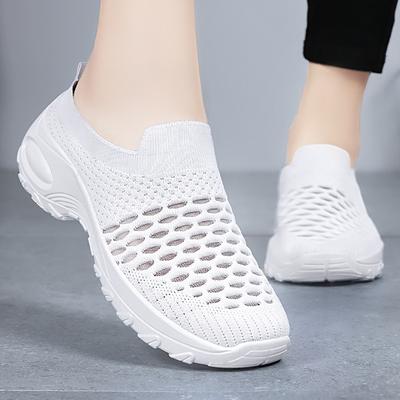 Обувь женская летняя сетчатая сетка большой размер одинарная обувь на одном педальном качающемся ходу повседневная дышащая полушлепки обувь для мамы