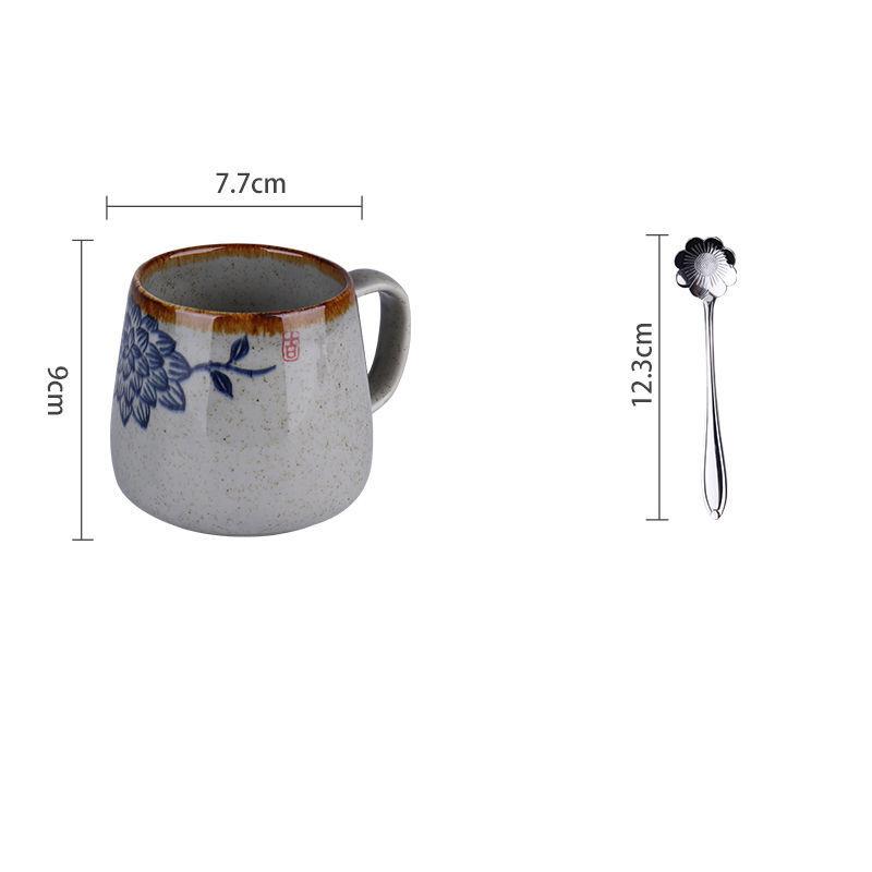 Creative Retro Breakfast Cup Underglaze Hand-painted Ceramic Mug Oatmeal Cup Chunky Milk Cup Coffee Cup Tea Cup