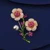 Temperament Peach Blossom Brooch High-End Women'S Delicate Pearl Brooch Niche Design Flower Pin Suit Accessories