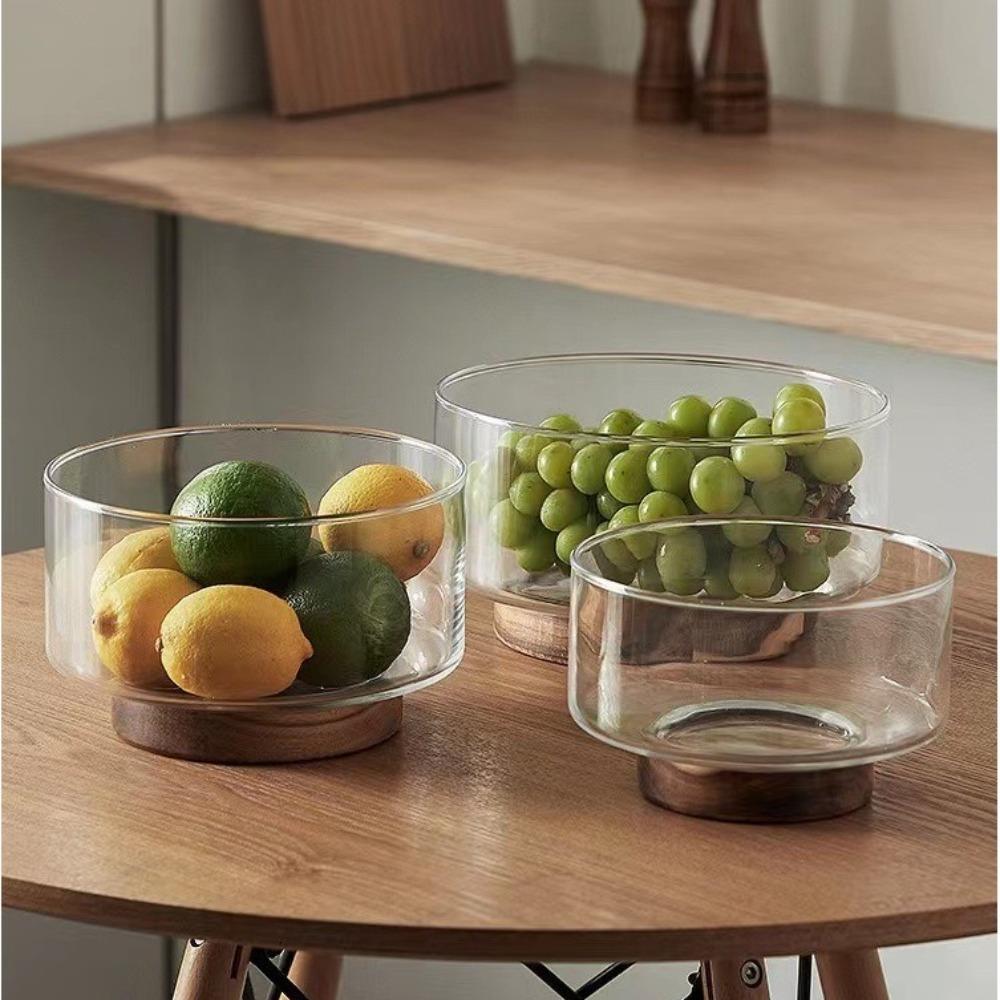 Large Size Glass Fruit Bowl Transparent Glass Snack Storage Bowl New Salad Bowl Home