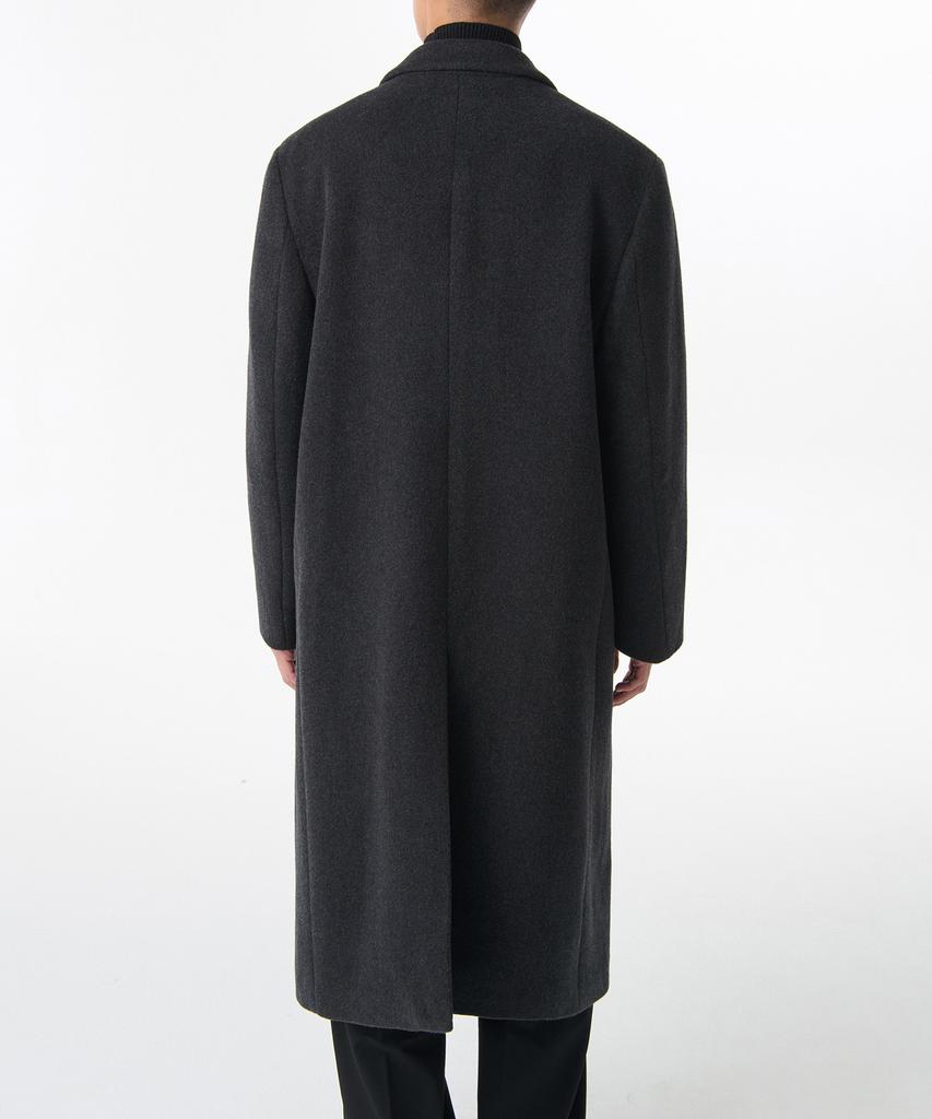 Musinsa Standard Cashmere Blend Daddy Shoulder Peaked Single Long Coat [Charcoal Grey]