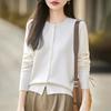 36-Count Fine Spun 100% Wool Machine Washable Round Neck Cardigan - Simple Style, Solid Color, Lightweight Knit for Spring