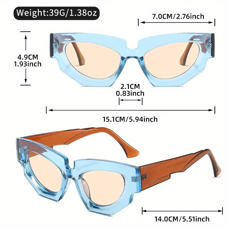 Fashion Cat Eye Sunglasses with Irregular Thick Frame, Perfect for Outdoor Street Photography, Ordinary Decorative Eyeglasses