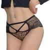 Leopard Print Contrast Lace Panties Thong Women's Underwear Erotic Cut Out Strappy Cheeky Panties Lingerie Briefs