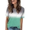 Women's Pocket Gradient Print Summer Short Sleeve Round Neck Casual Loose T-shirt Top