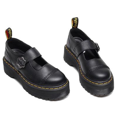 Туфли Мэри Джейн на толстой подошве с Т-образным ремешком, женские туфли из натуральной кожи, маленькие кожаные туфли с рисунком личи, модный студенческий стиль, подошва-маффин