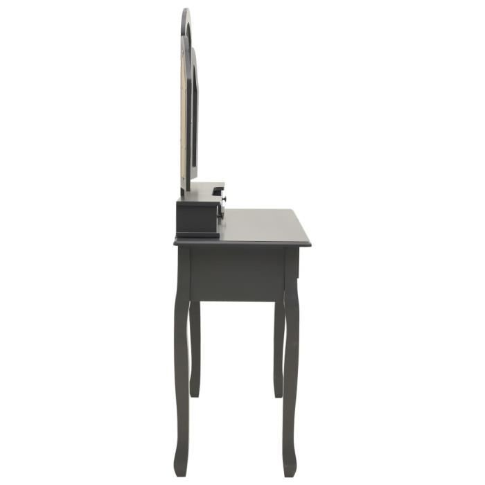 VidaXL Ensemble de coiffeuse avec tabouret Gris 100x40x146cm Paulownia